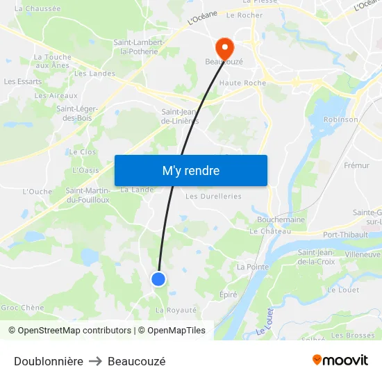 Doublonnière to Beaucouzé map