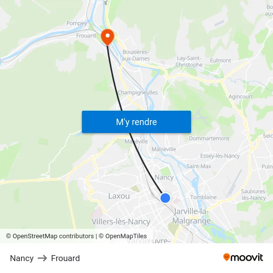 Nancy to Frouard map
