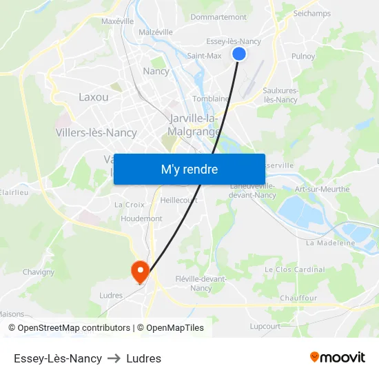 Essey-Lès-Nancy to Ludres map