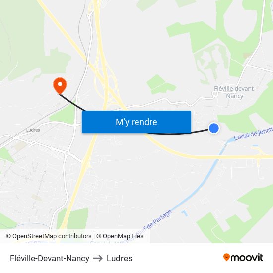 Fléville-Devant-Nancy to Ludres map