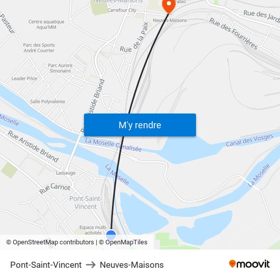 Pont-Saint-Vincent to Neuves-Maisons map