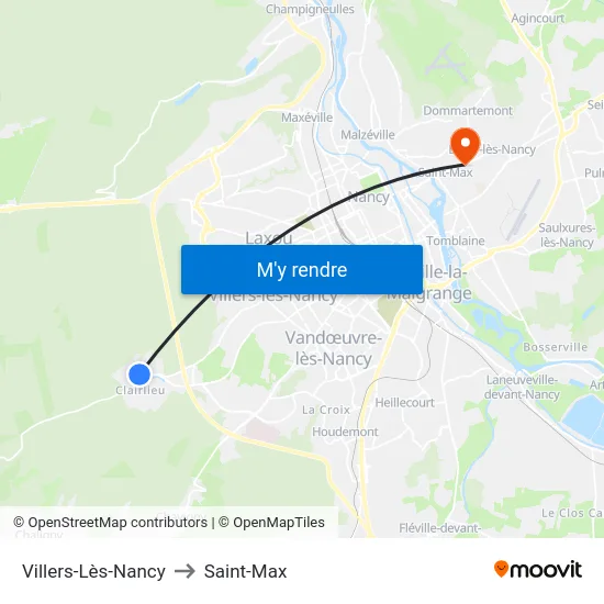 Villers-Lès-Nancy to Saint-Max map