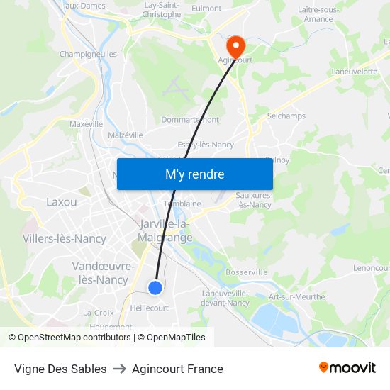 Vigne Des Sables to Agincourt France map