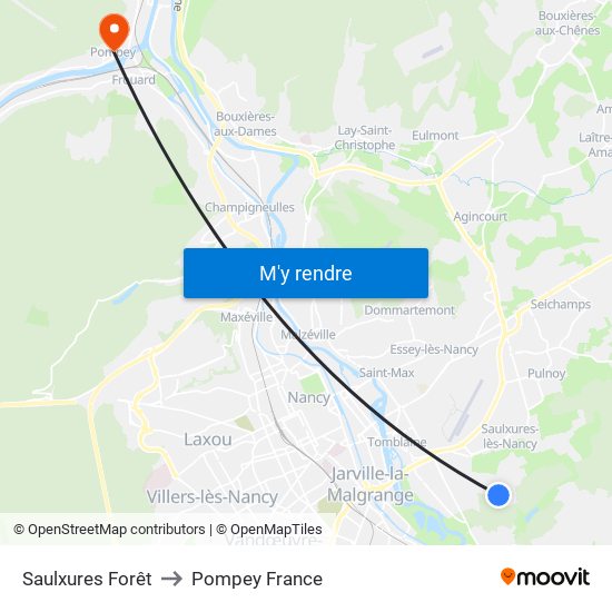 Saulxures Forêt to Pompey France map