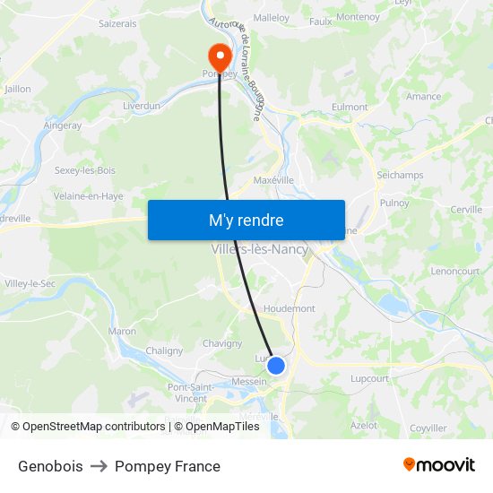 Genobois to Pompey France map
