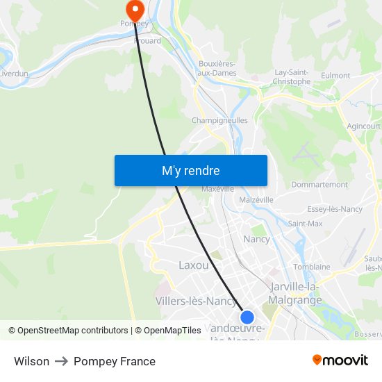 Wilson to Pompey France map