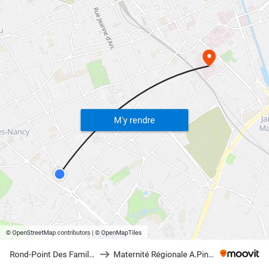 Rond-Point Des Familles to Maternité Régionale A.Pinard map