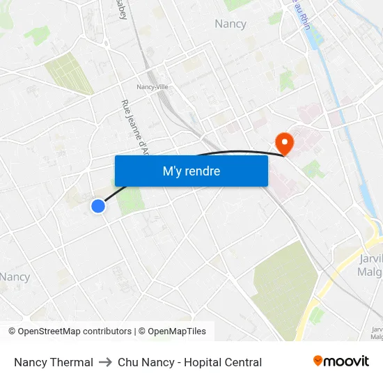 Nancy Thermal to Chu Nancy - Hopital Central map