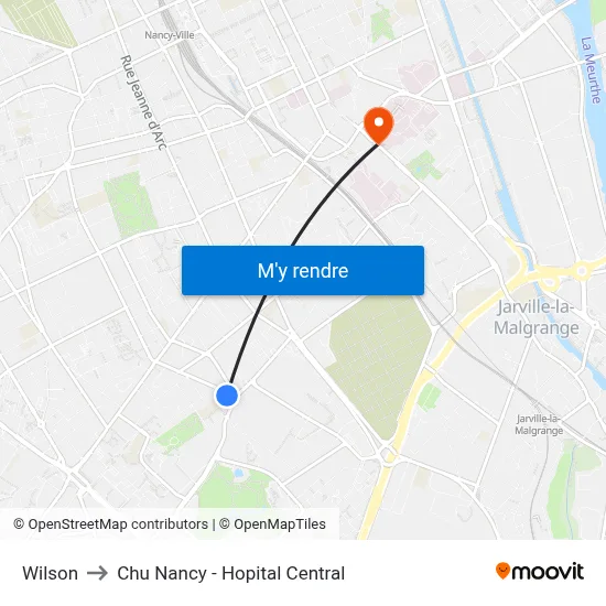 Wilson to Chu Nancy - Hopital Central map