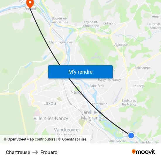 Chartreuse to Frouard map