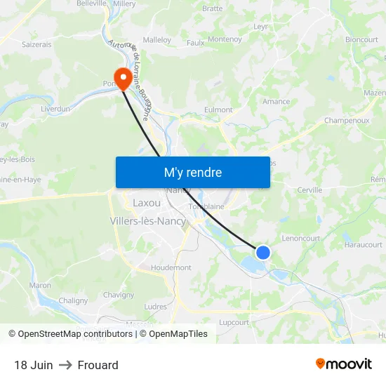 18 Juin to Frouard map