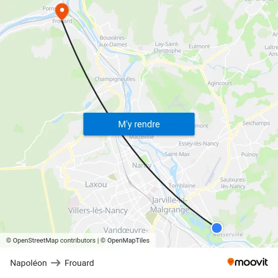 Napoléon to Frouard map