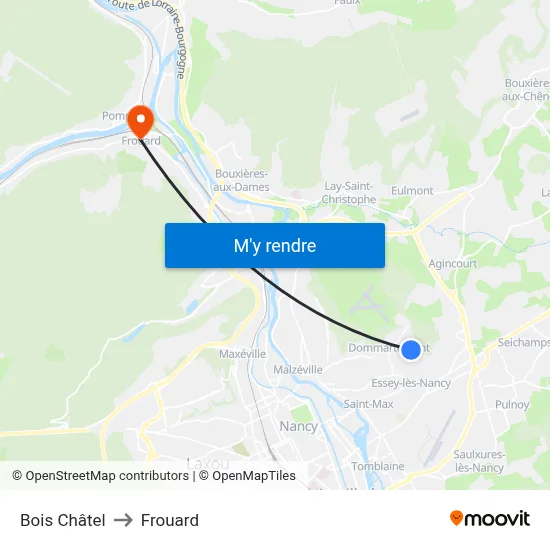 Bois Châtel to Frouard map