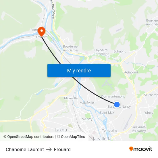 Chanoine Laurent to Frouard map