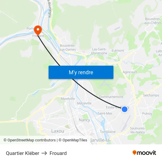 Quartier Kléber to Frouard map