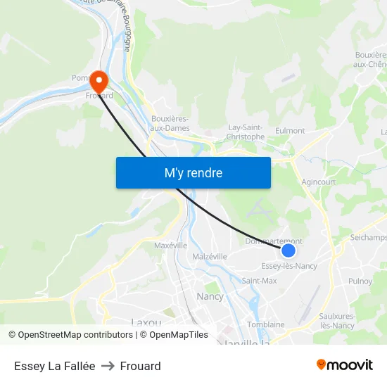 Essey La Fallée to Frouard map