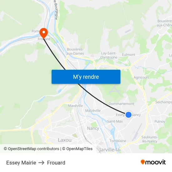 Essey Mairie to Frouard map