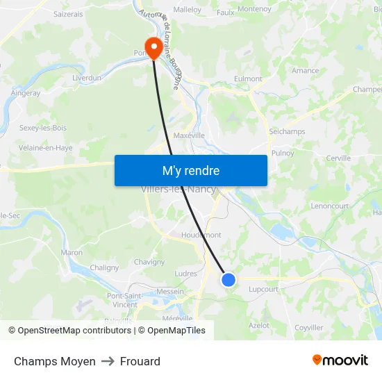 Champs Moyen to Frouard map