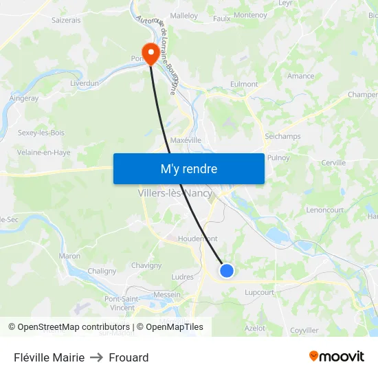 Fléville Mairie to Frouard map