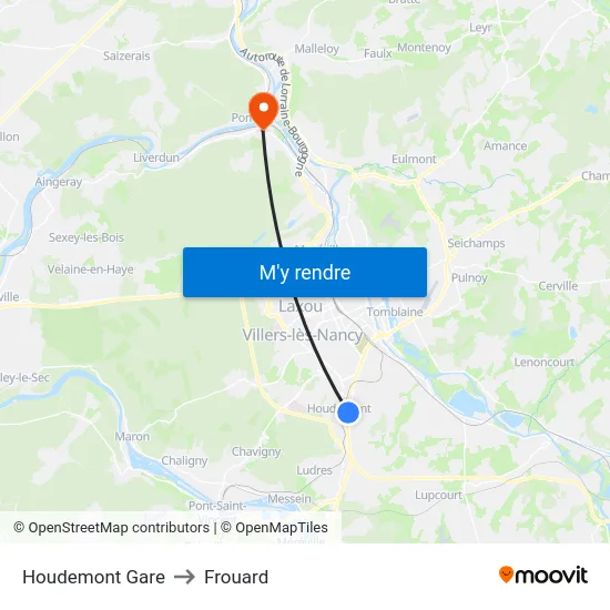 Houdemont Gare to Frouard map