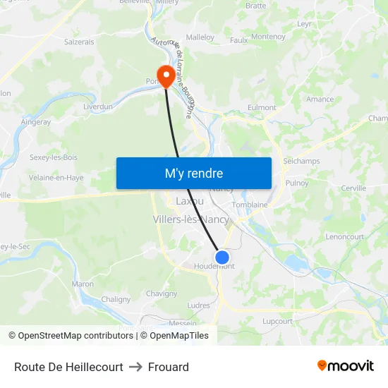 Route De Heillecourt to Frouard map