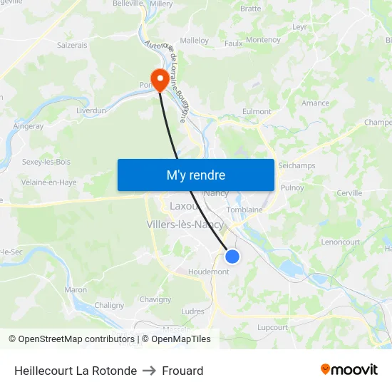Heillecourt La Rotonde to Frouard map
