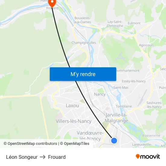 Léon Songeur to Frouard map