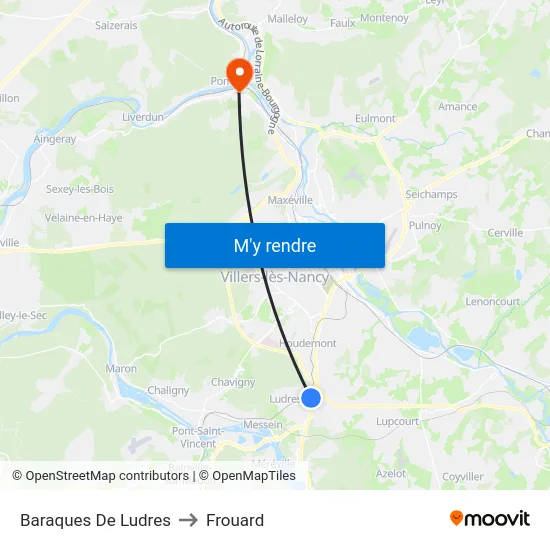 Baraques De Ludres to Frouard map