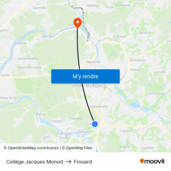 Collège Jacques Monod to Frouard map