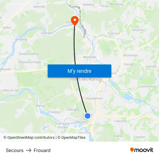 Secours to Frouard map