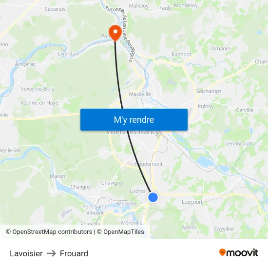 Lavoisier to Frouard map