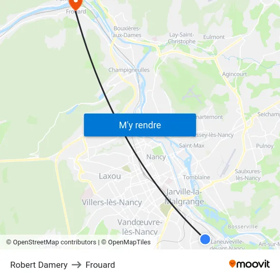 Robert Damery to Frouard map