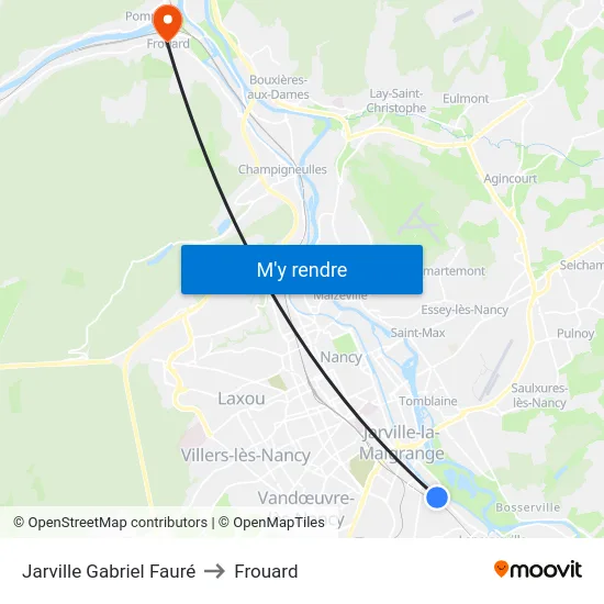 Jarville Gabriel Fauré to Frouard map