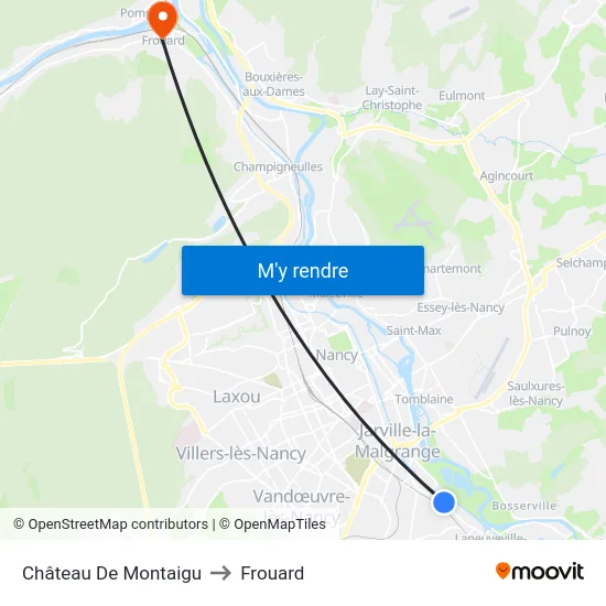 Château De Montaigu to Frouard map