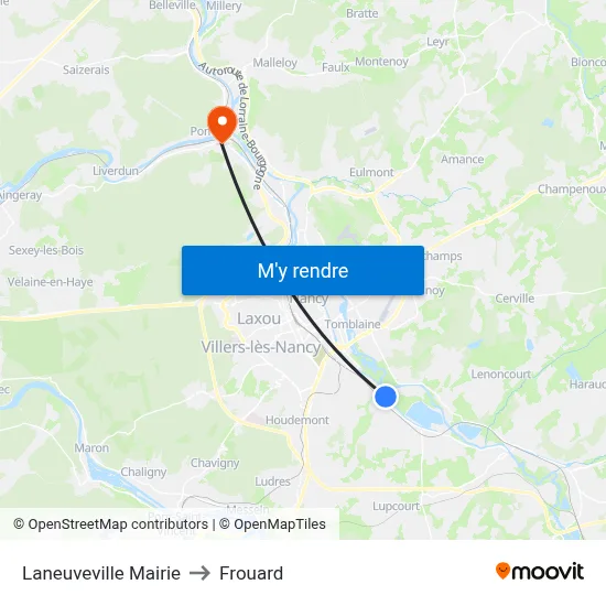 Laneuveville Mairie to Frouard map