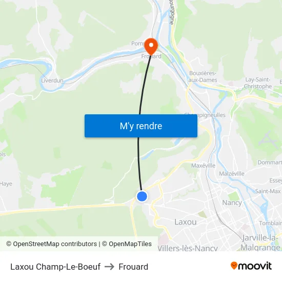 Laxou Champ-Le-Boeuf to Frouard map
