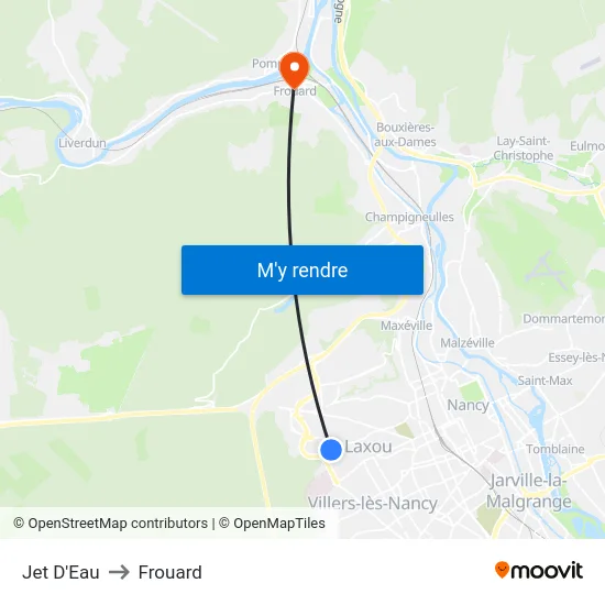 Jet D'Eau to Frouard map