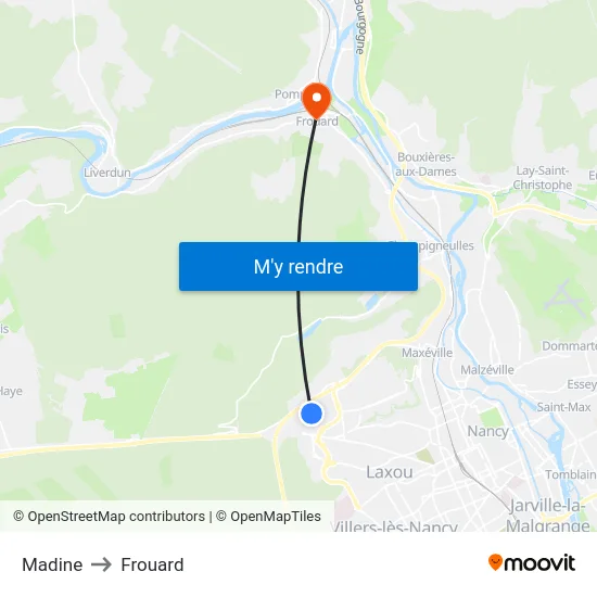 Madine to Frouard map