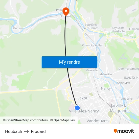 Heubach to Frouard map