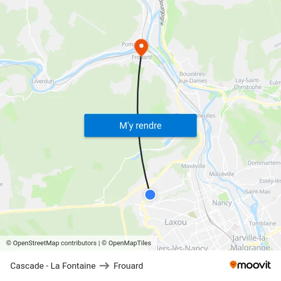Cascade - La Fontaine to Frouard map