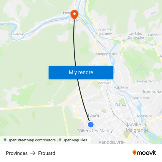 Provinces to Frouard map