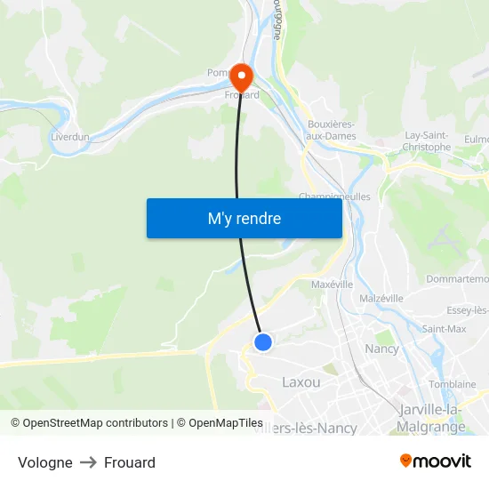 Vologne to Frouard map