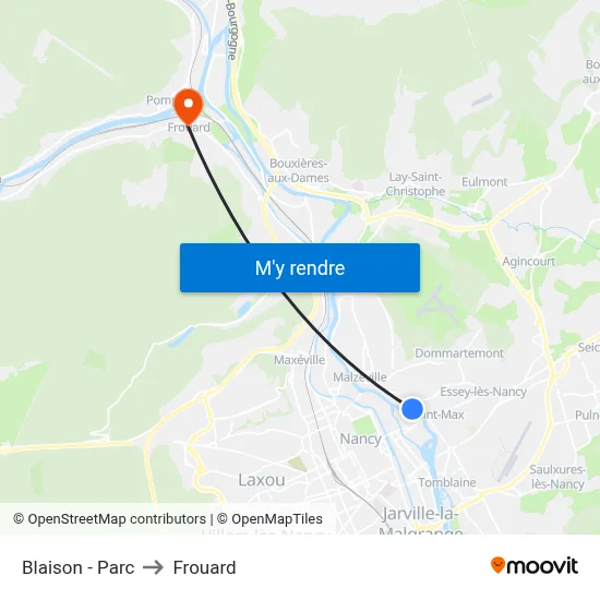 Blaison - Parc to Frouard map