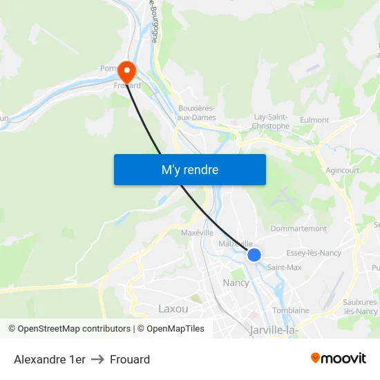 Alexandre 1er to Frouard map