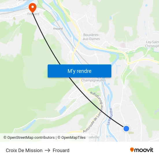 Croix De Mission to Frouard map