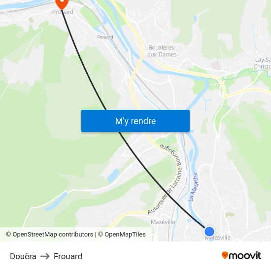 Douëra to Frouard map