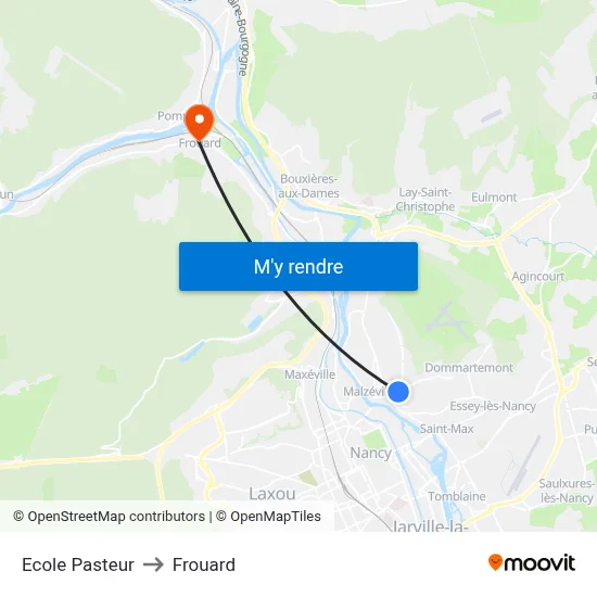 Ecole Pasteur to Frouard map
