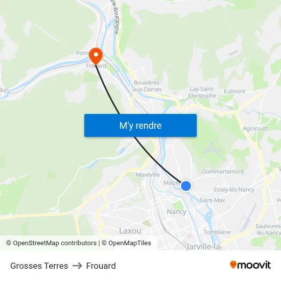 Grosses Terres to Frouard map