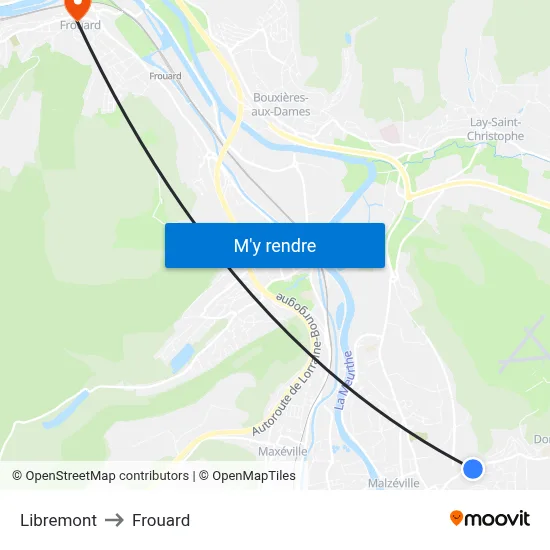 Libremont to Frouard map