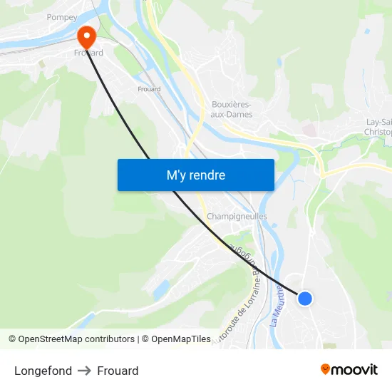 Longefond to Frouard map